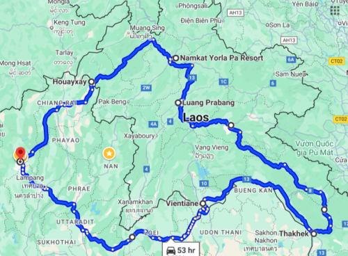 Laos driving tour. Mekhong river